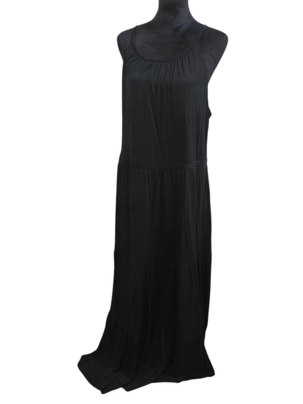 Old Navy Maxi Black Halter Tiered Sleeveless Dress Size XXL
